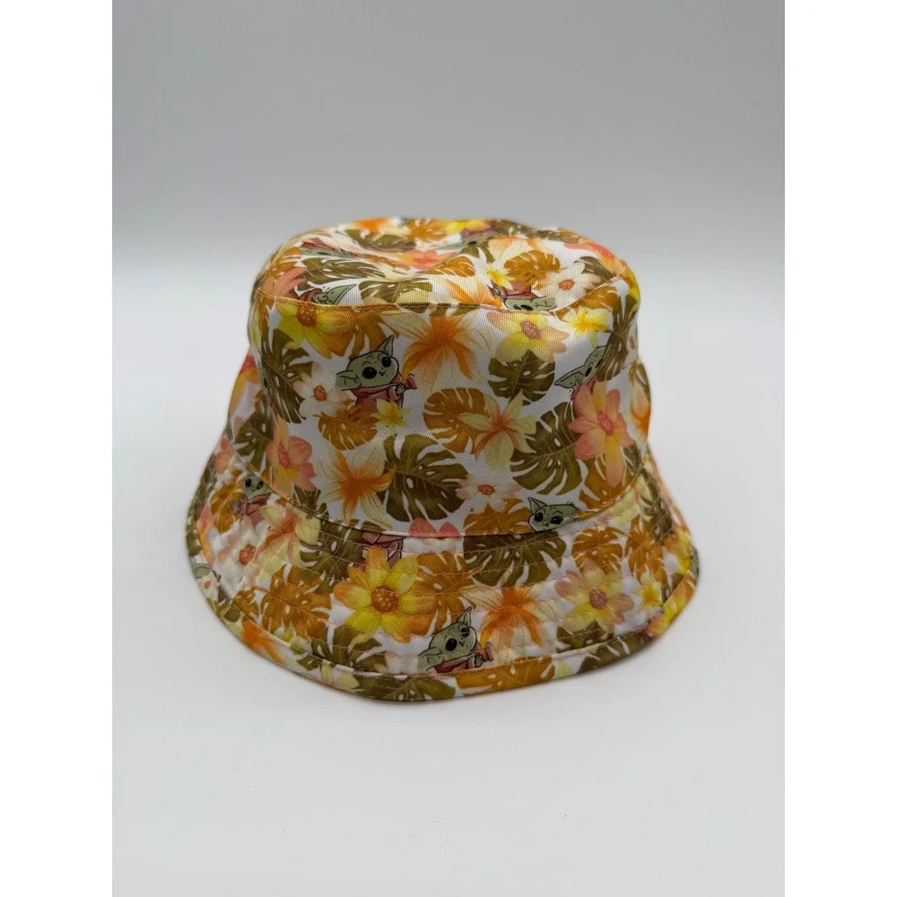 Star Wars Grogu Baby Yoda Tropical Floral Bucket Hat Orange Kids OSFM